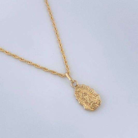Set Cadena y Dije Lazo + Virgen De Guadalupe 1.35gr / 50cm / Oro Amarillo 18K (Oferta) &