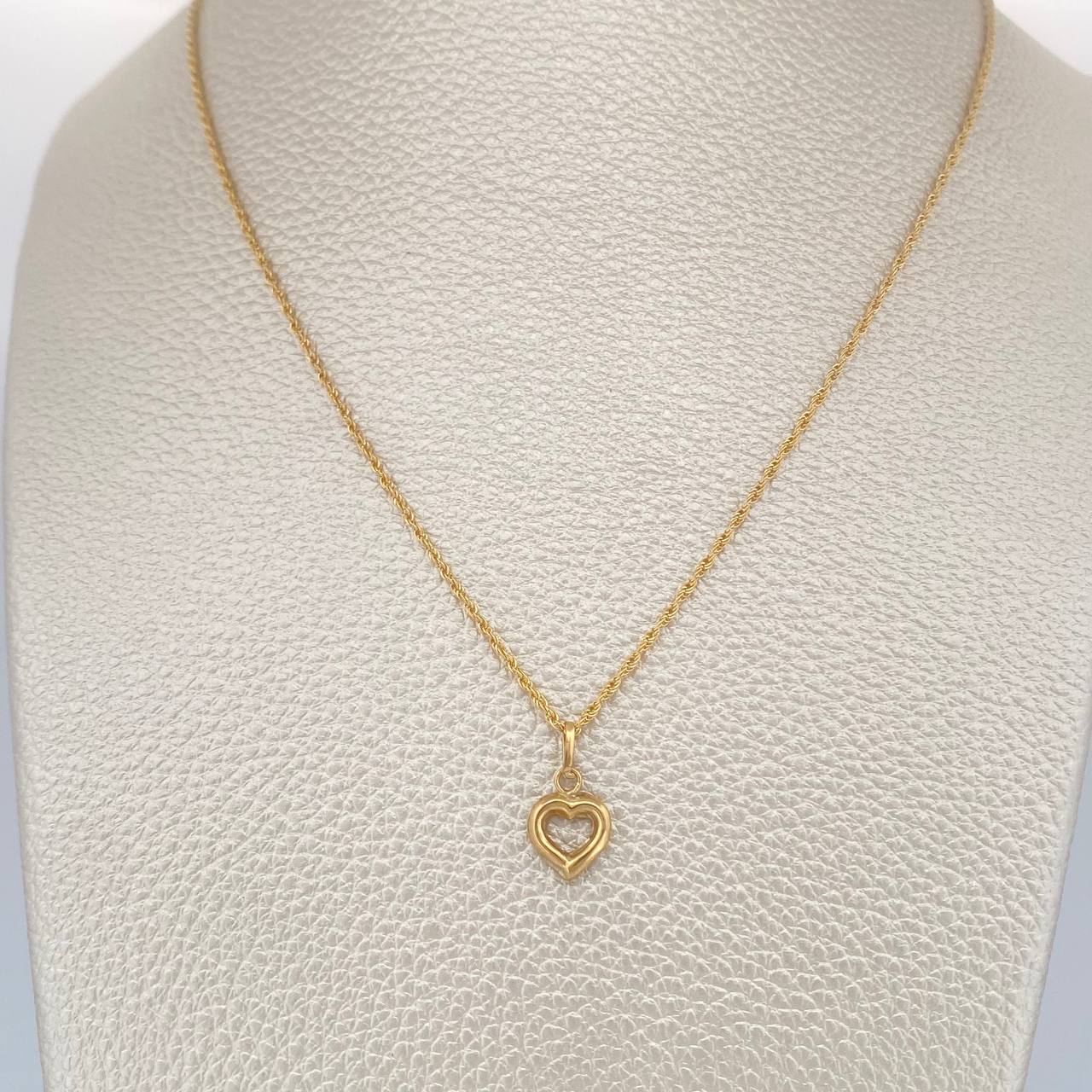 Set Cadena y Dije Lazo + Corazon 1.25gr / 45cm / Oro Amarillo 18K (Oferta) &