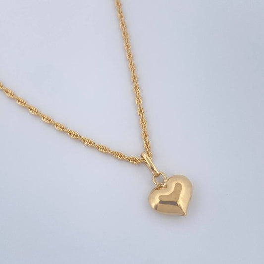 Set Cadena y Dije Lazo + Corazon 1.3gr / 50cm / Oro Amarillo 18K (Oferta) &
