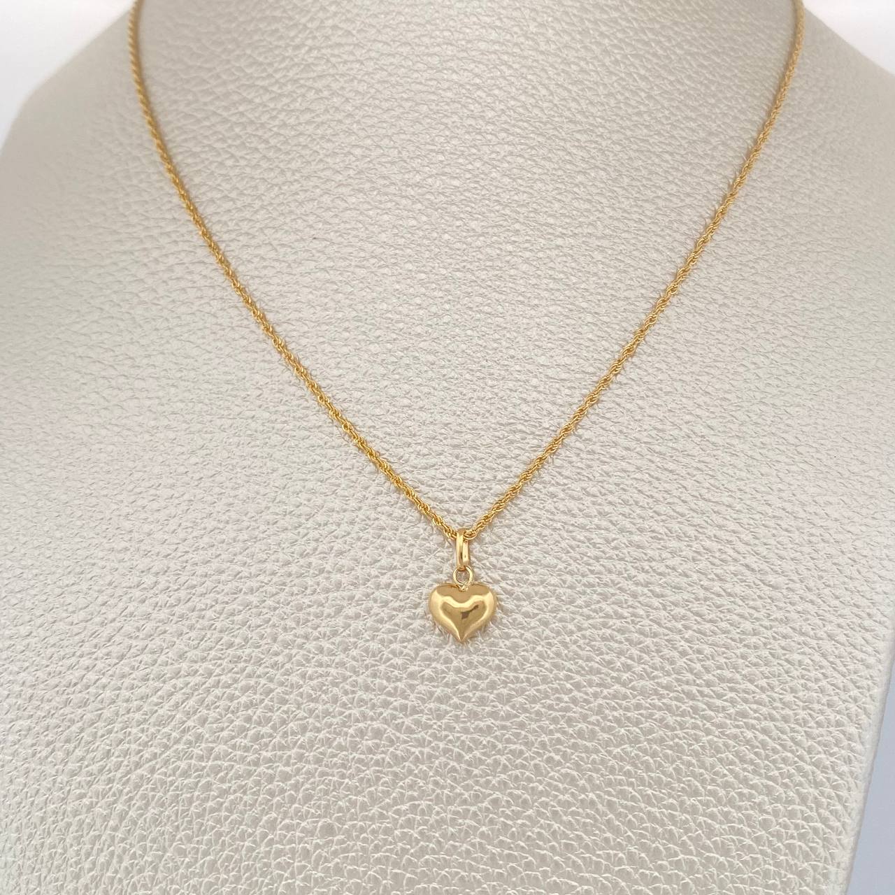Set Cadena y Dije Lazo + Corazon 1.3gr / 50cm / Oro Amarillo 18K (Oferta) &