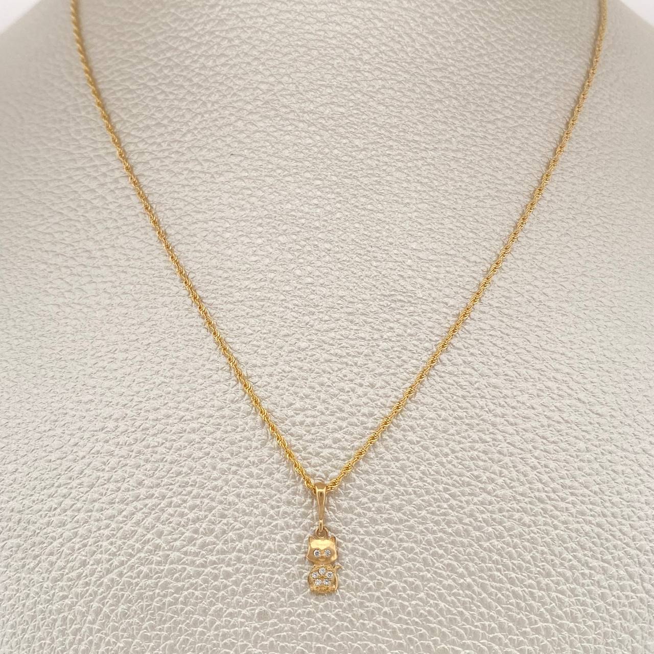 Set Cadena y Dije Lazo + Gato 1.35gr / 45cm / Oro Amarillo 18K (Oferta) &