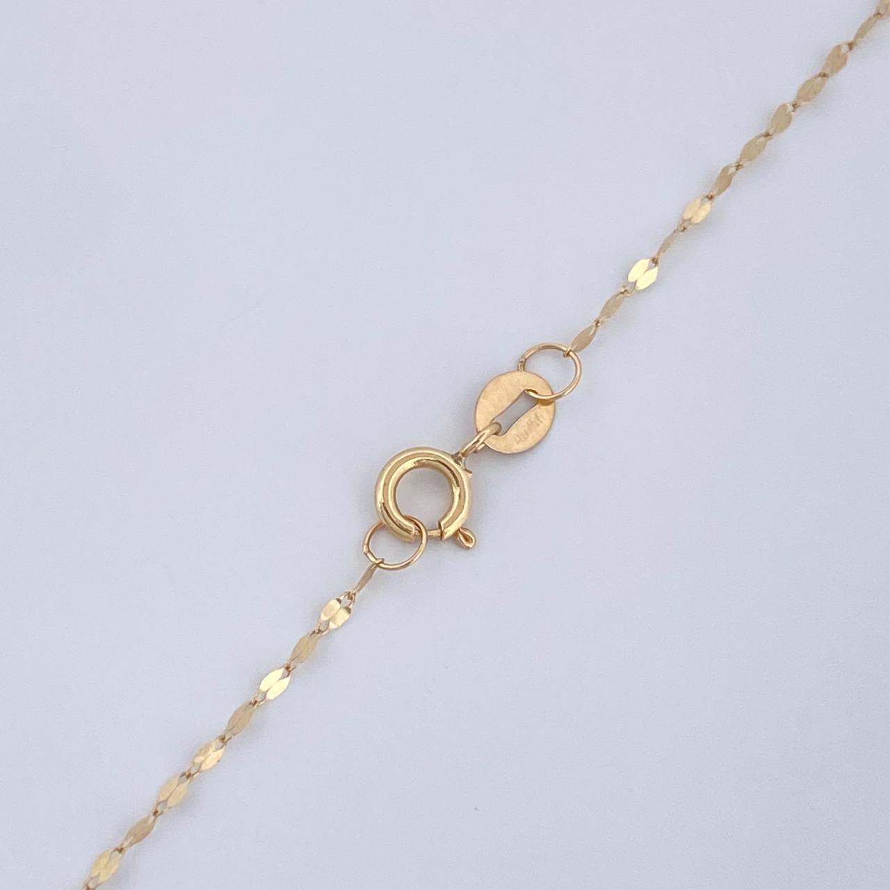 Set Cadena y Dije Flor Espejo + Cruz 0.55gr / 45cm / Oro Amarillo 18K (Oferta) &