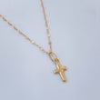 Set Cadena y Dije Flor Espejo + Cruz 0.55gr / 45cm / Oro Amarillo 18K (Oferta) &