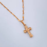 Set Cadena y Dije Flor Espejo + Cruz Cristo 1.4gr / 50.2cm / Oro Rosa 18K (Oferta) &