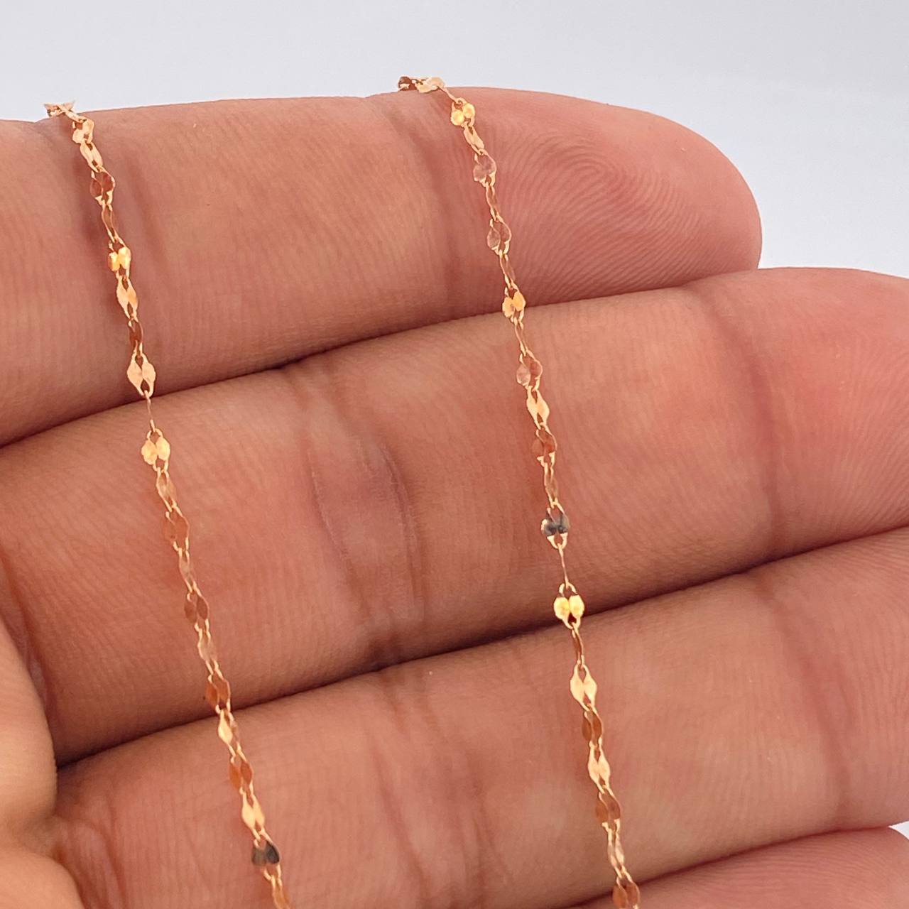 Set Cadena y Dije Flor Espejo + Cruz Cristo 1.4gr / 50.2cm / Oro Rosa 18K (Oferta) &