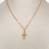 Set Cadena y Dije Flor Espejo + Cruz Cristo 1.4gr / 50.2cm / Oro Rosa 18K (Oferta) &