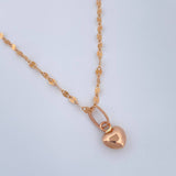 Set Cadena y Dije Flor Espejo + Corazon 1.3gr / 50.2cm / Oro Rosa 18K (Oferta) &