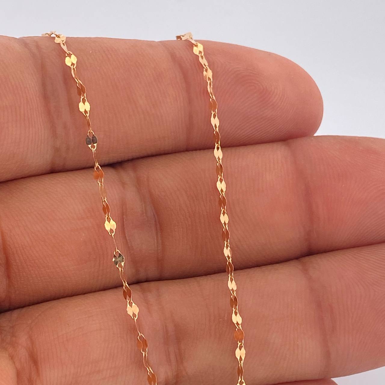 Set Cadena y Dije Flor Espejo + Corazon 1.3gr / 50.2cm / Oro Rosa 18K (Oferta) &