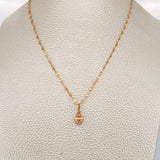 Set Cadena y Dije Flor Espejo + Corazon 1.3gr / 50.2cm / Oro Rosa 18K (Oferta) &