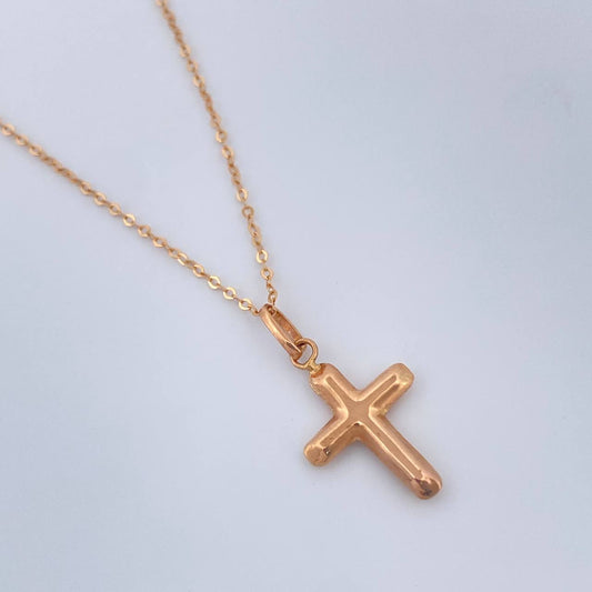 Set Cadena y Dije Aro Seguido + Cruz 1.35gr / 45cm / Oro Rosa 18K (Oferta) &