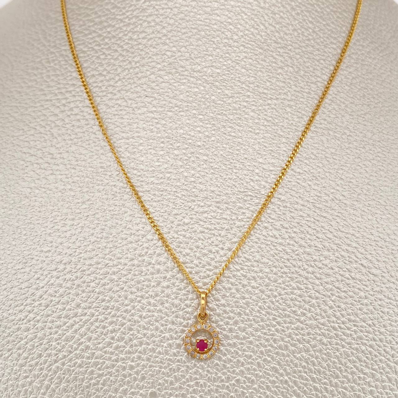 Set Cadena y Dije Mini Cubana + Circulo 1.7gr / 44.5cm / Oro Amarillo 18K (Oferta) &