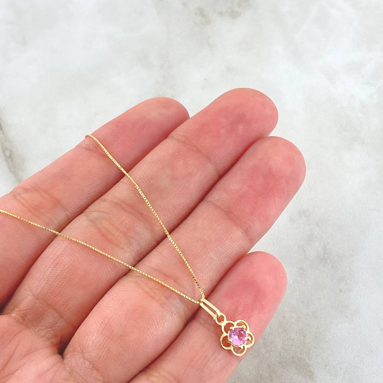 Set Cadena y Dije Veneciana + Flor 1.45gr / 45cm / Oro Amarillo 18K (Oferta)