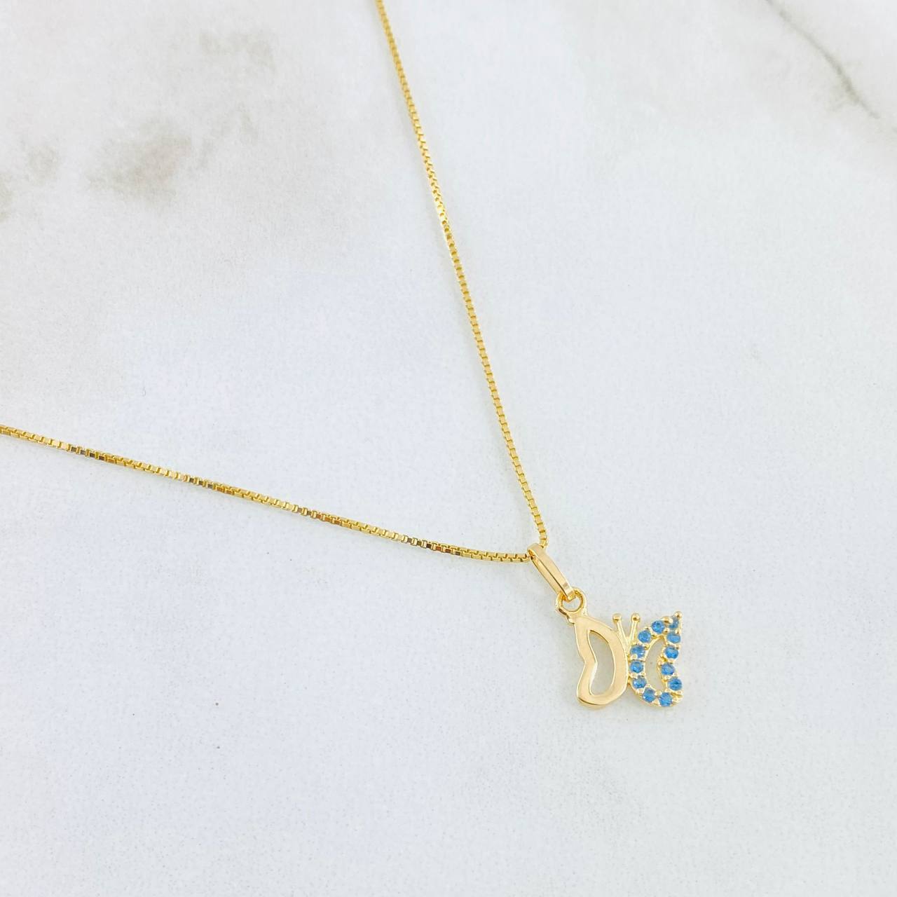 Set Cadena y Dije Veneciana + Silueta Mariposa 2.4gr / 45cm / Oro Amarillo 18K (Oferta)