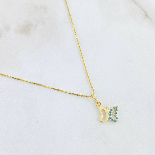 Set Cadena y Dije Veneciana + Silueta Mariposa 2.4gr / 45cm / Oro Amarillo 18K (Oferta)