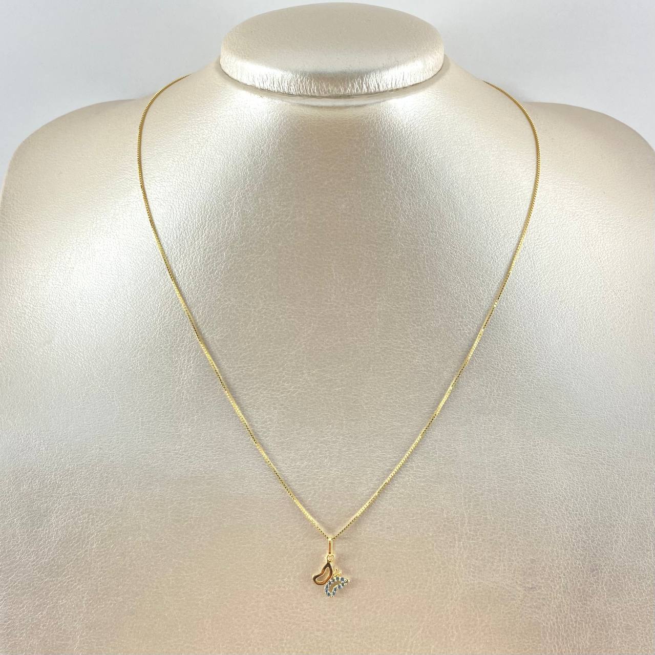 Set Cadena y Dije Veneciana + Silueta Mariposa 2.4gr / 45cm / Oro Amarillo 18K (Oferta)