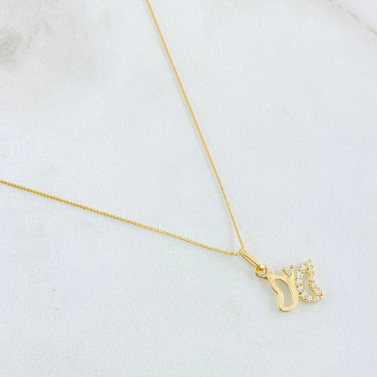 Set Cadena y Dije Veneciana + Silueta Mariposa 1.55gr / 45cm / Oro Amarillo 18K (Oferta)