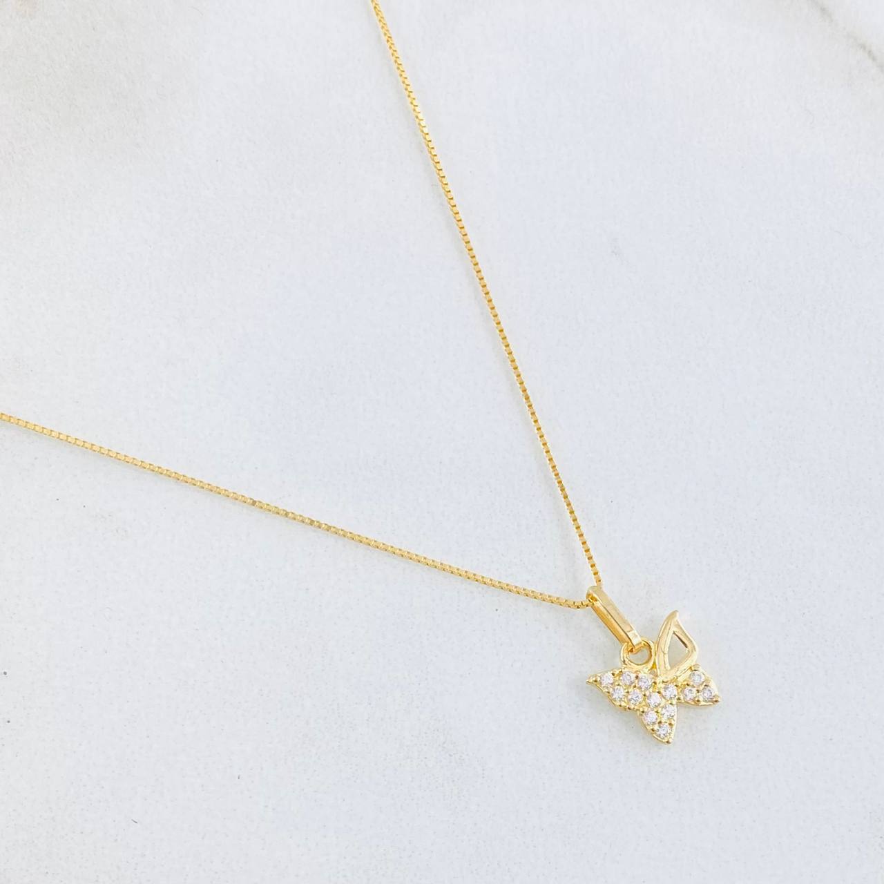 Set Cadena y Dije Veneciana + Mariposa  1.45gr / 45cm / Oro Amarillo 18K (Oferta) *