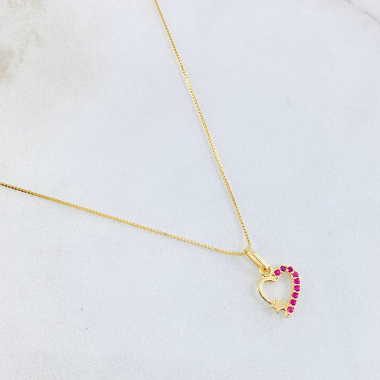Set Cadena y Dije Veneciana + Corazón Estrella 1.35gr / 45cm / Oro Amarillo 18K (Oferta)