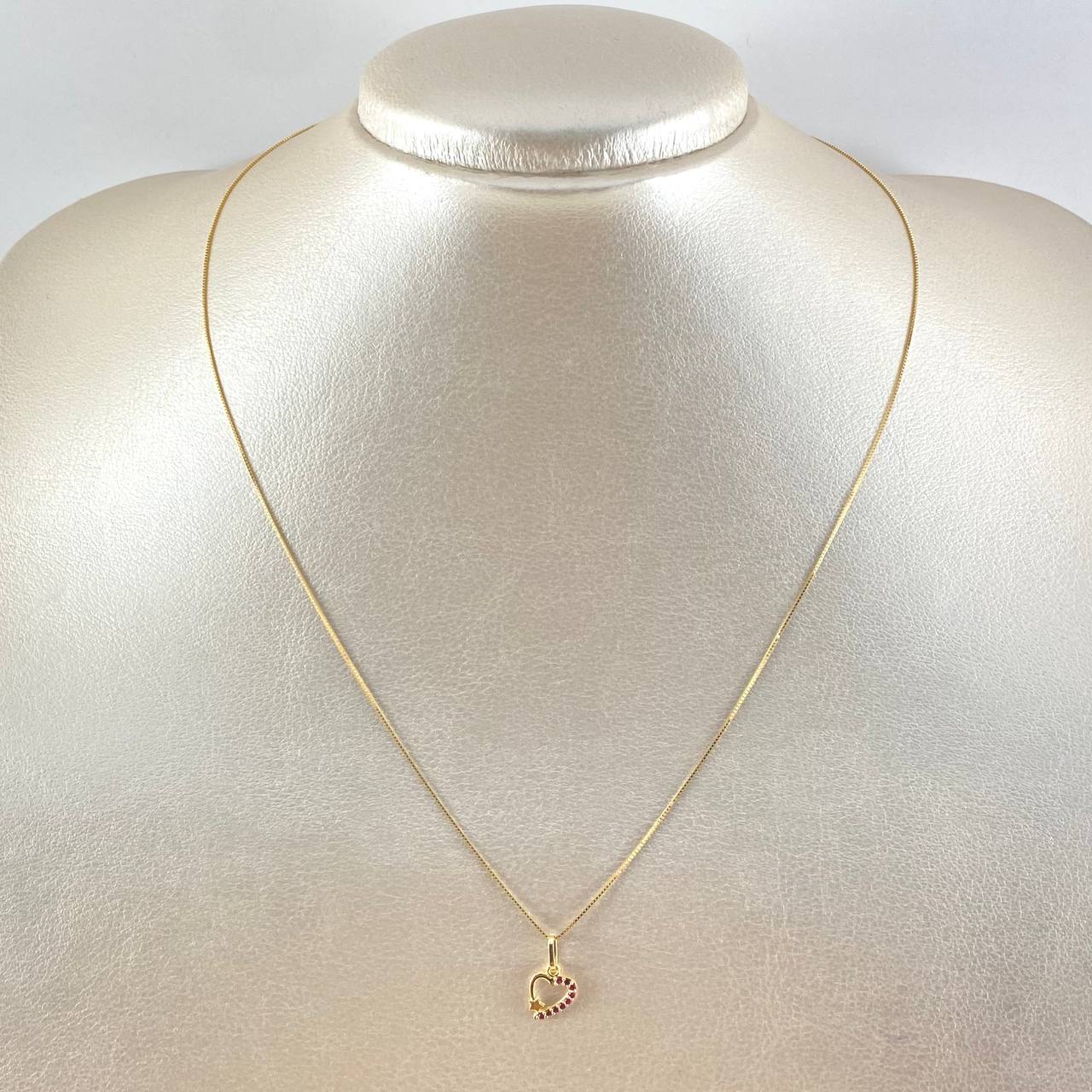 Set Cadena y Dije Veneciana + Corazón Estrella 1.35gr / 45cm / Oro Amarillo 18K (Oferta)