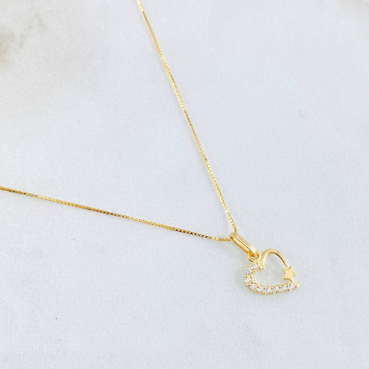 Set Cadena y Dije Veneciana + Corazón Estrella 2.15gr / 45cm / Oro Amarillo 18K (Oferta) ©