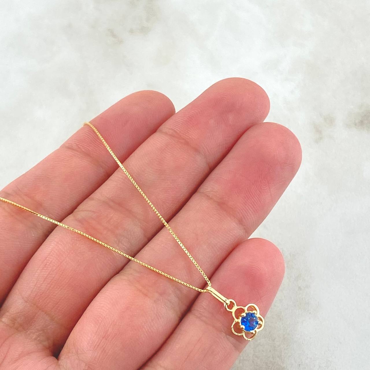 Set Cadena y Dije Veneciana + Flor 1.45gr / 45cm / Oro Amarillo 18K (Oferta) ©