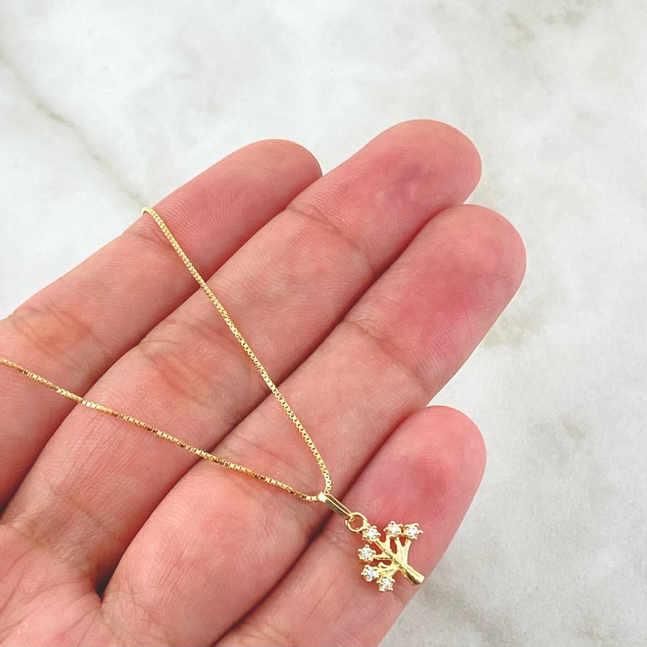 Set Cadena y Dije Veneciana + Arbol 1.9gr / 45cm / Oro Amarillo 18K (Oferta) ©