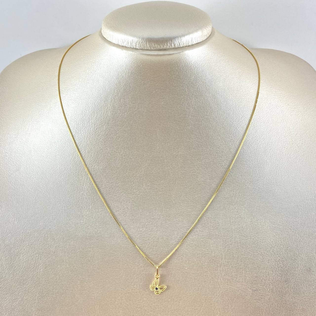 Set Cadena y Dije Veneciana + Mariposa Filigrana 2.35gr / 45cm / Oro Amarillo 18K (Oferta) ©