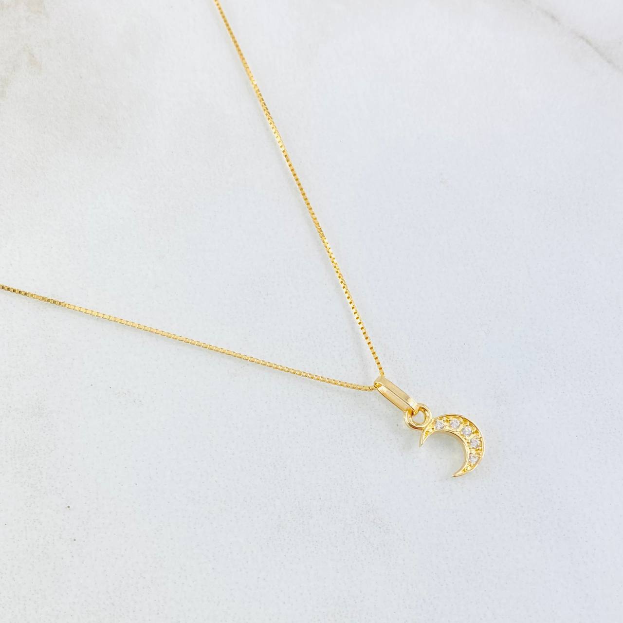 Set Cadena y Dije Veneciana + Luna 1.35gr / 45cm / Oro Amarillo 18K (Oferta) *