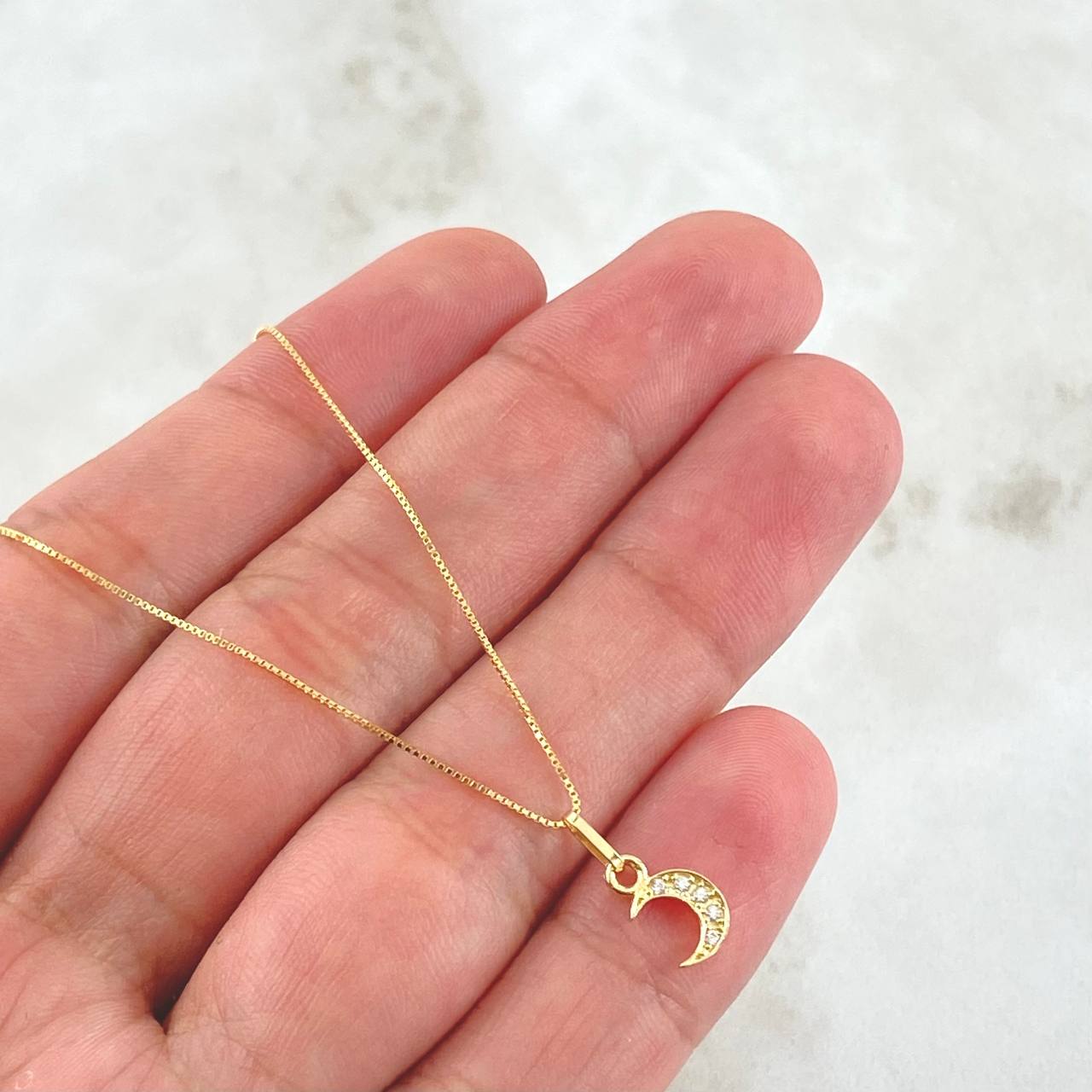 Set Cadena y Dije Veneciana + Luna 1.35gr / 45cm / Oro Amarillo 18K (Oferta) *