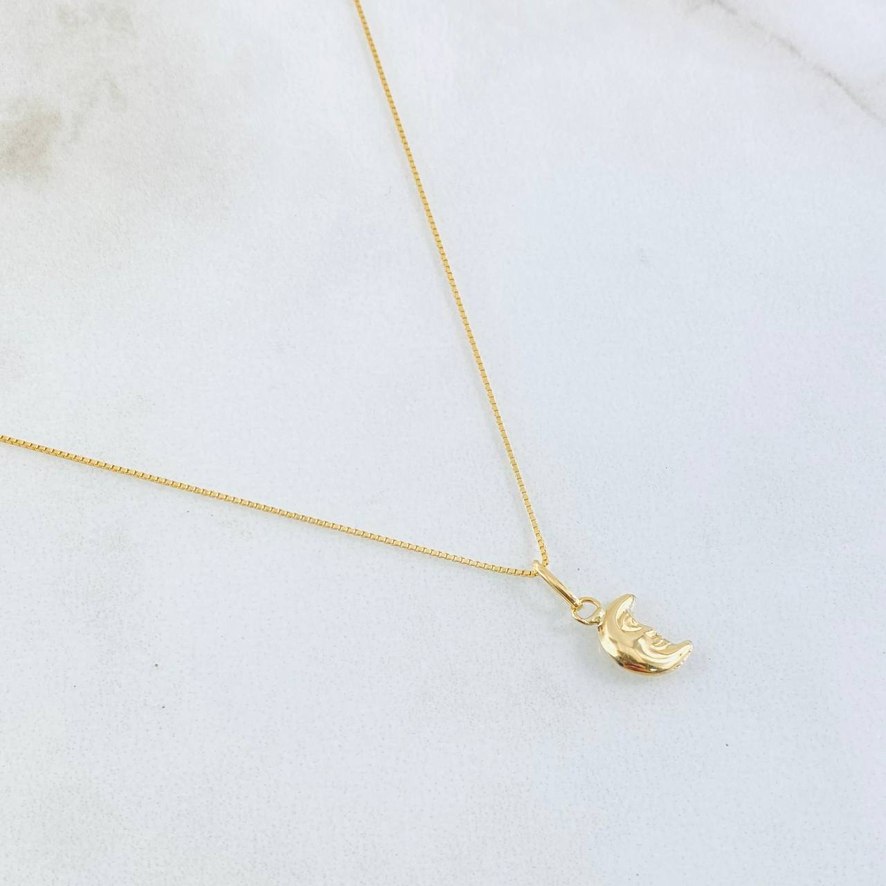 Set Cadena y Dije Veneciana + Luna 1.7gr / 45cm / Oro Amarillo 18K (Oferta) *