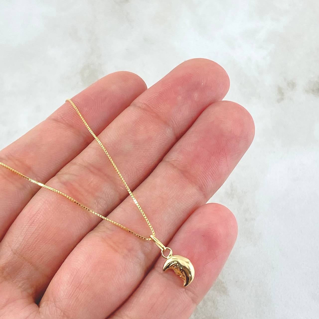 Set Cadena y Dije Veneciana + Luna 1.7gr / 45cm / Oro Amarillo 18K (Oferta) *