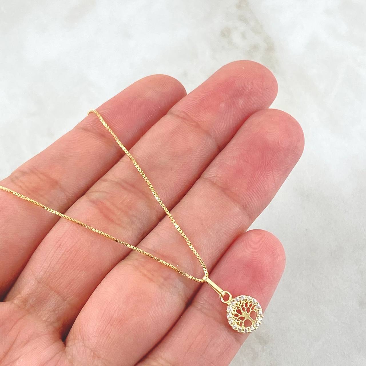 Set Cadena y Dije Veneciana + Arbol De La Vida 1.4gr / 45cm / Oro Amarillo 18K (Oferta) ©