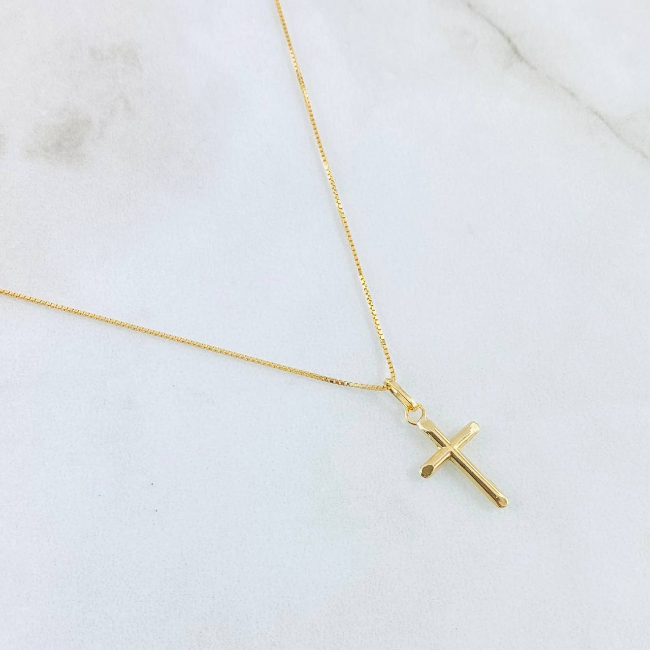 Set Cadena y Dije Veneciana + Crúz Puntas Planas 1.8gr / 45cm / Oro Amarillo 18K (Oferta)
