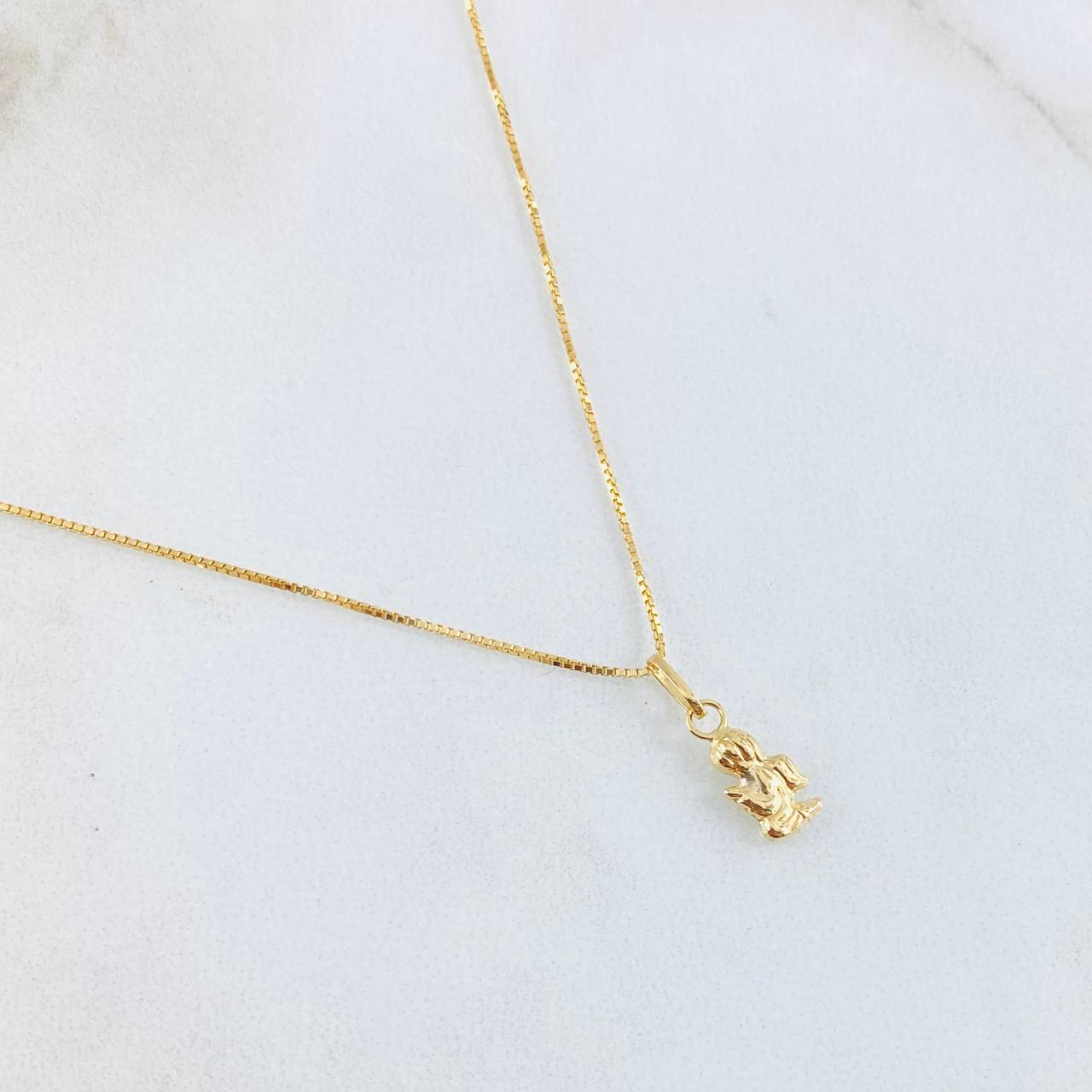 Set Cadena y Dije Veneciana + Angel 1.15gr / 45cm / Oro Amarillo 18K (Oferta) ©