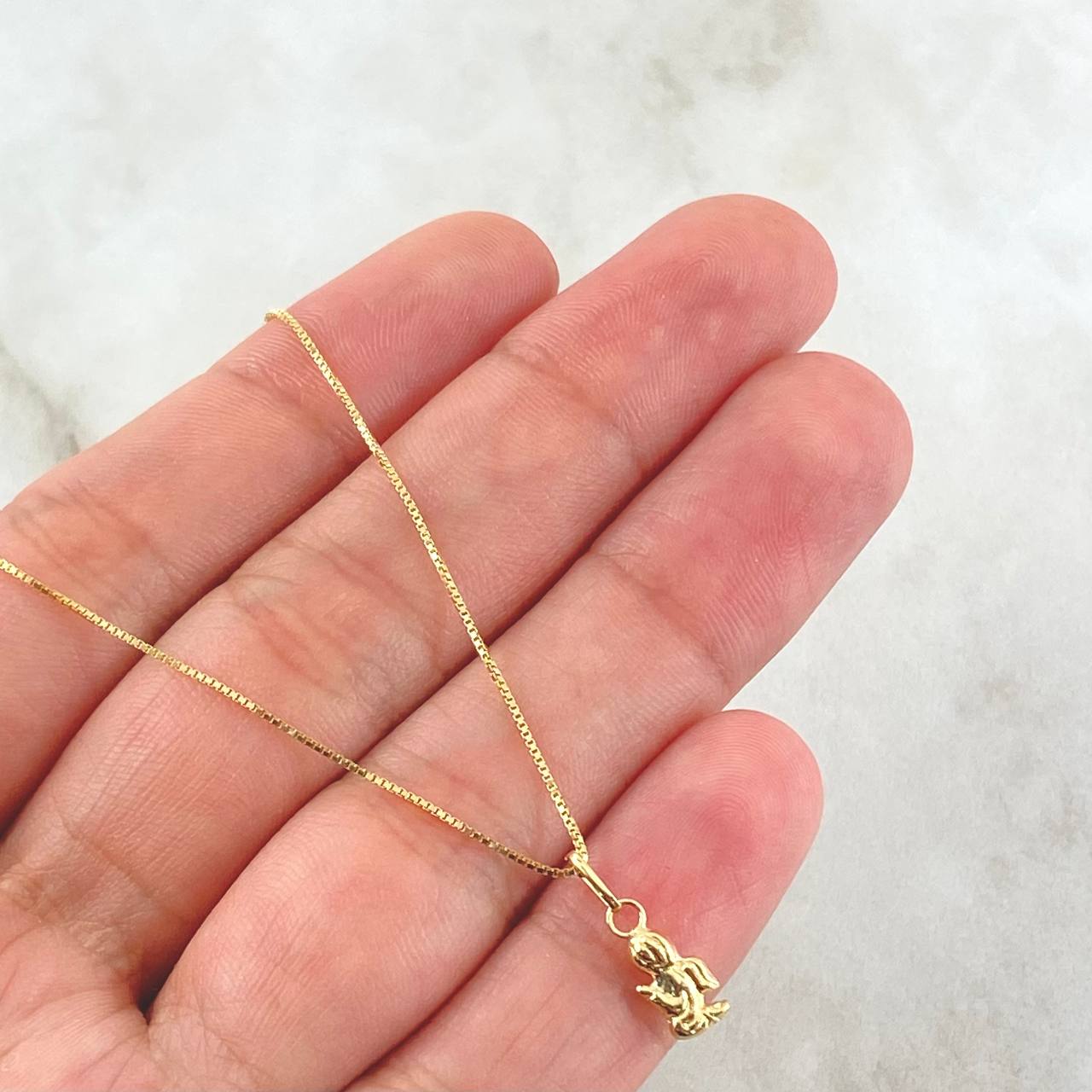 Set Cadena y Dije Veneciana + Angel 1.15gr / 45cm / Oro Amarillo 18K (Oferta) ©