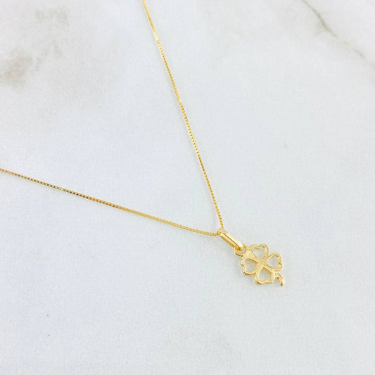 Set Cadena y Dije Veneciana + Trebol Silueta 1.4gr / 45cm / Oro Amarillo 18K (Oferta) *