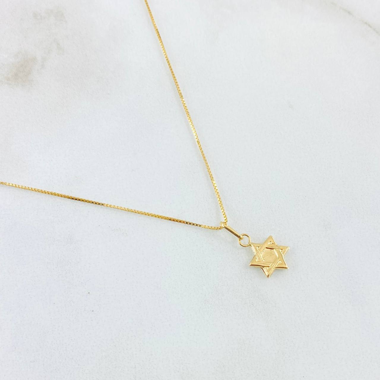 Set Cadena y Dije Veneciana + Estrella David 1.2gr / 45cm / Oro Amarillo 18K (Oferta) *