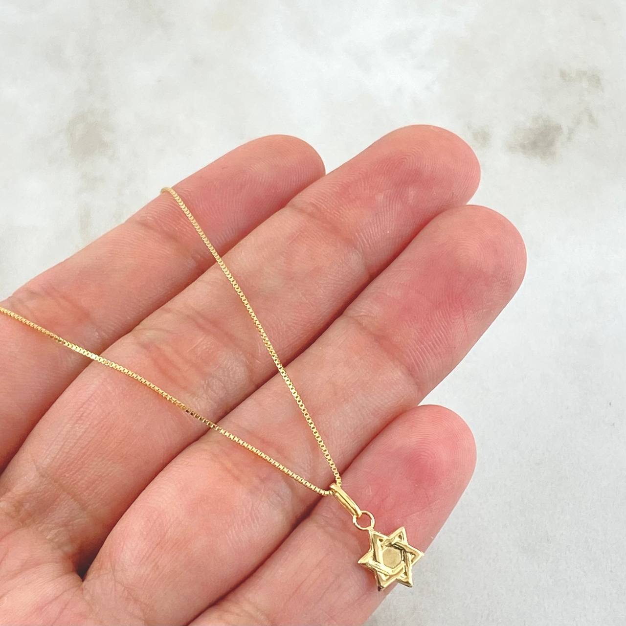 Set Cadena y Dije Veneciana + Estrella David 1.2gr / 45cm / Oro Amarillo 18K (Oferta) *