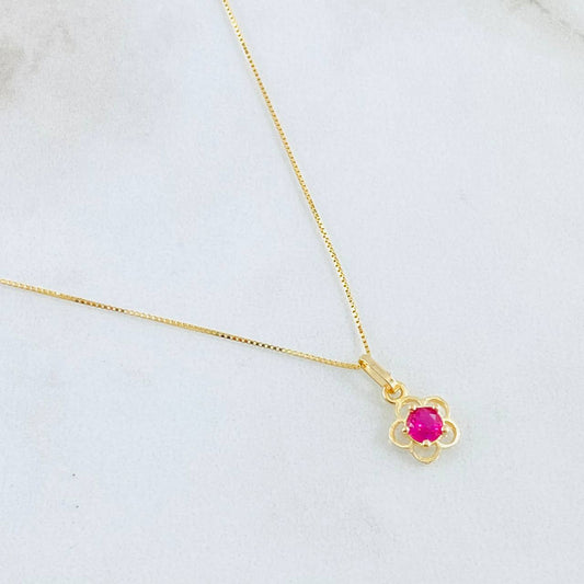 Set Cadena y Dije Veneciana + Flor 1.4gr / 45cm / Oro Amarillo 18K (Oferta) *