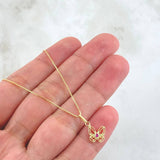 Set Cadena y Dije Veneciana + Mariposa Filigrana 1.9gr / 45cm / Oro Amarillo 18K (Oferta) *
