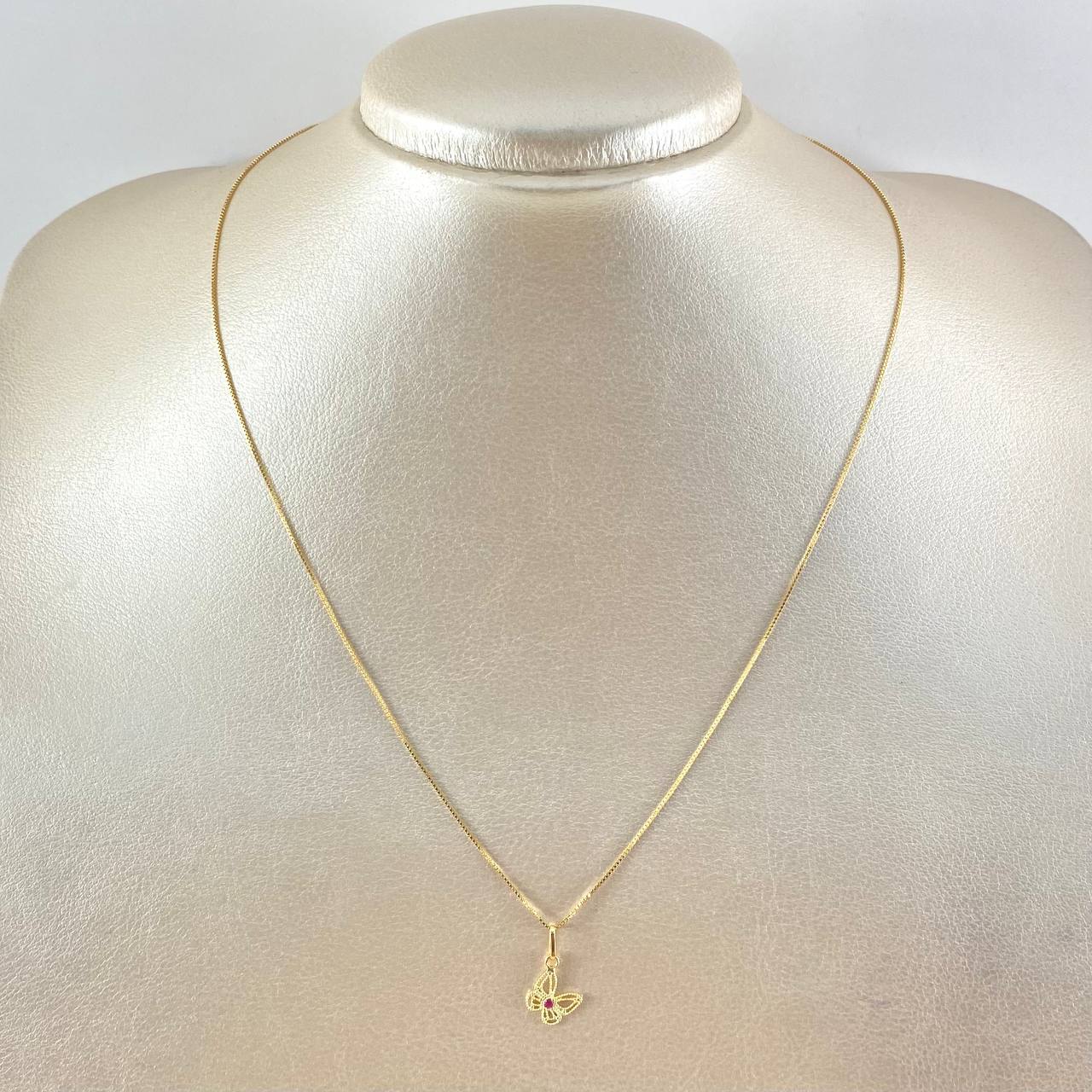 Set Cadena y Dije Veneciana + Mariposa Filigrana 1.9gr / 45cm / Oro Amarillo 18K (Oferta) *
