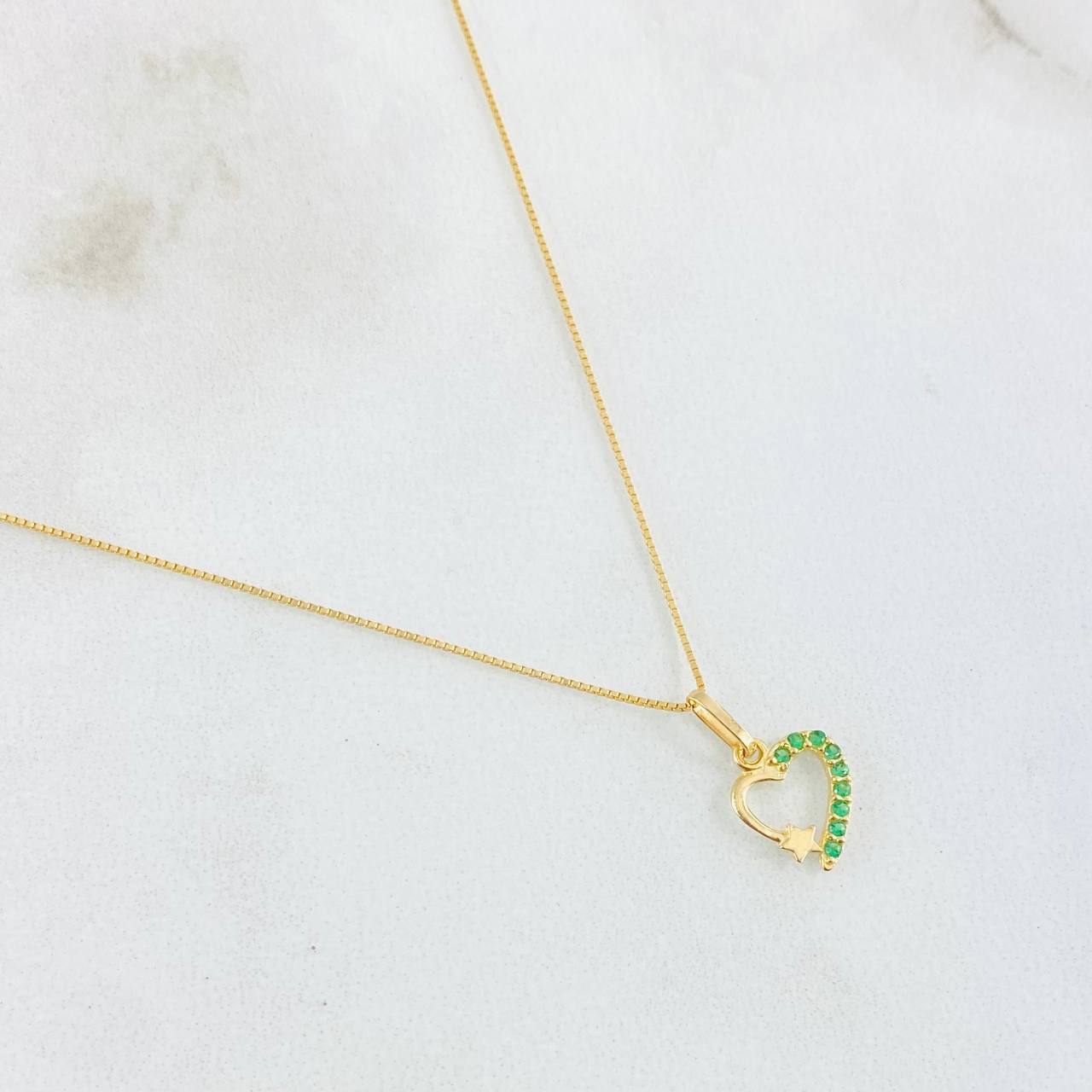 Set Cadena y Dije Veneciana + Corazón Estrella 1.35gr / 45cm / Oro Amarillo 18K (Oferta)