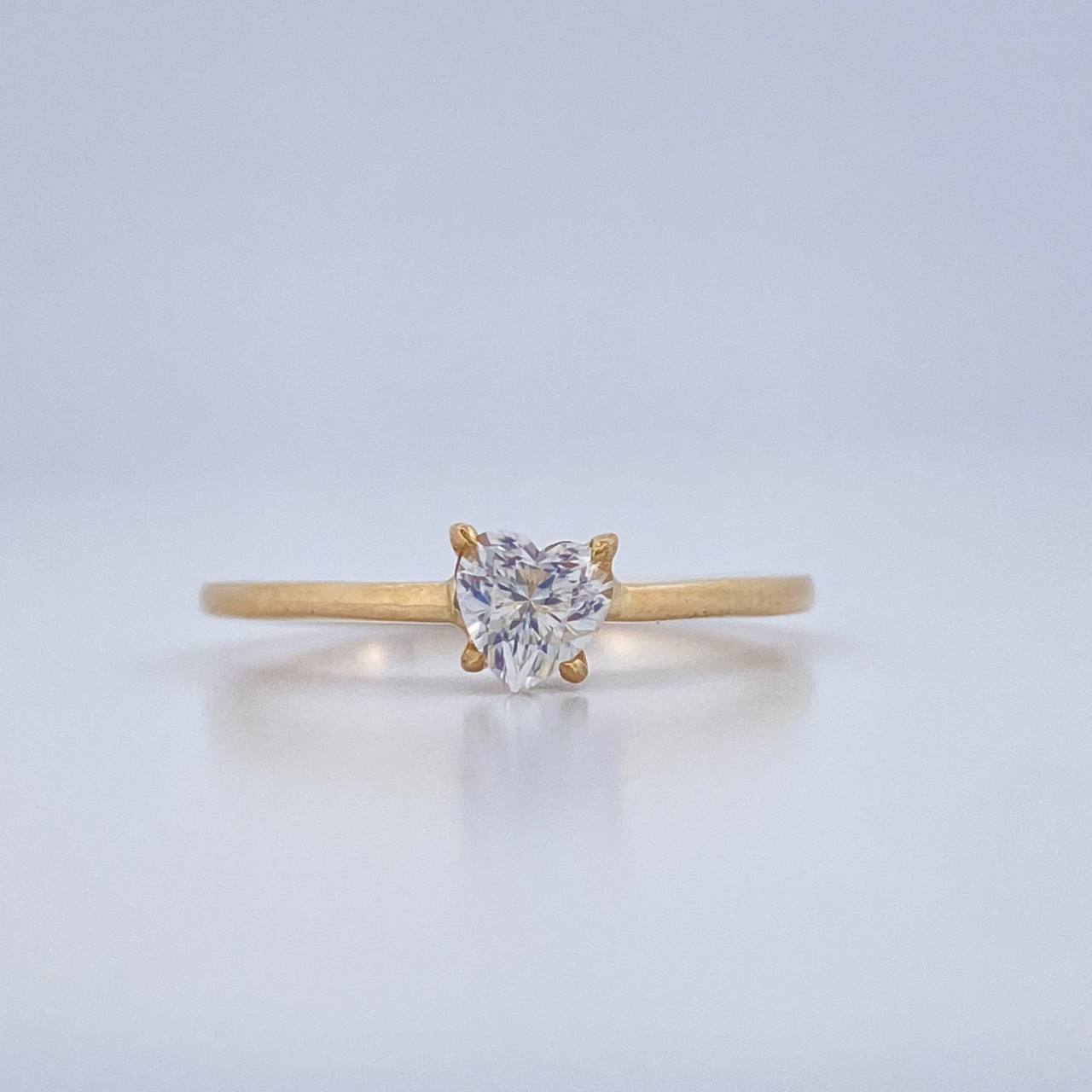 Anillo Solitario Corazon 1.5gr / T6 1/2 / Oro Amarillo 18K $