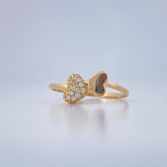 Anillo Doble Corazon 1.3gr / T6 3/4 / Oro Amarillo 18K $