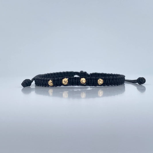 Pulsera Tejida Negra 0.2gr / Oro Amarillo 18K &