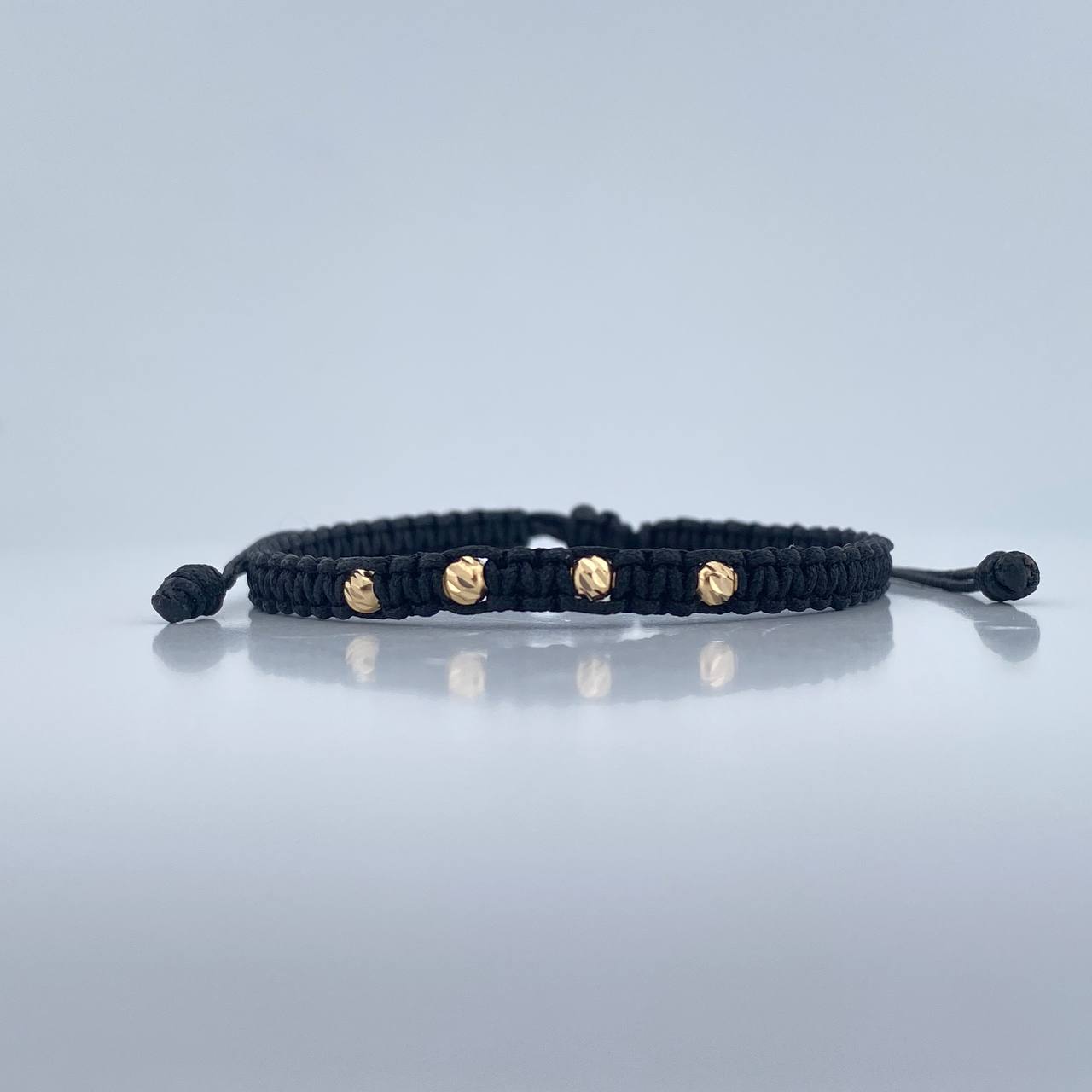 Pulsera Tejida Negra 0.2gr / Oro Amarillo 18K &