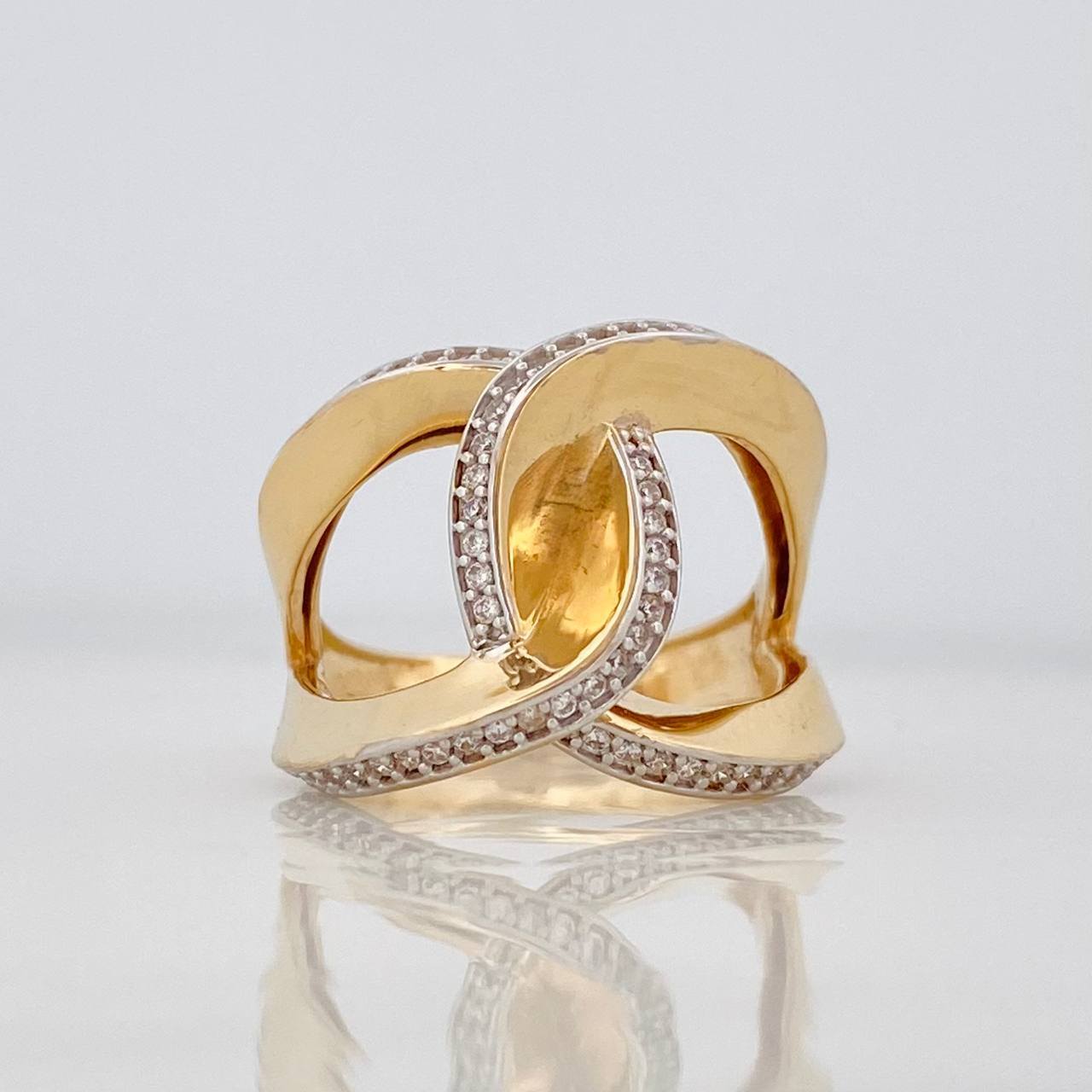Anillo Cruzado 7.35g / T6 1/2 Dos Oros Amarillo Blanco 18K