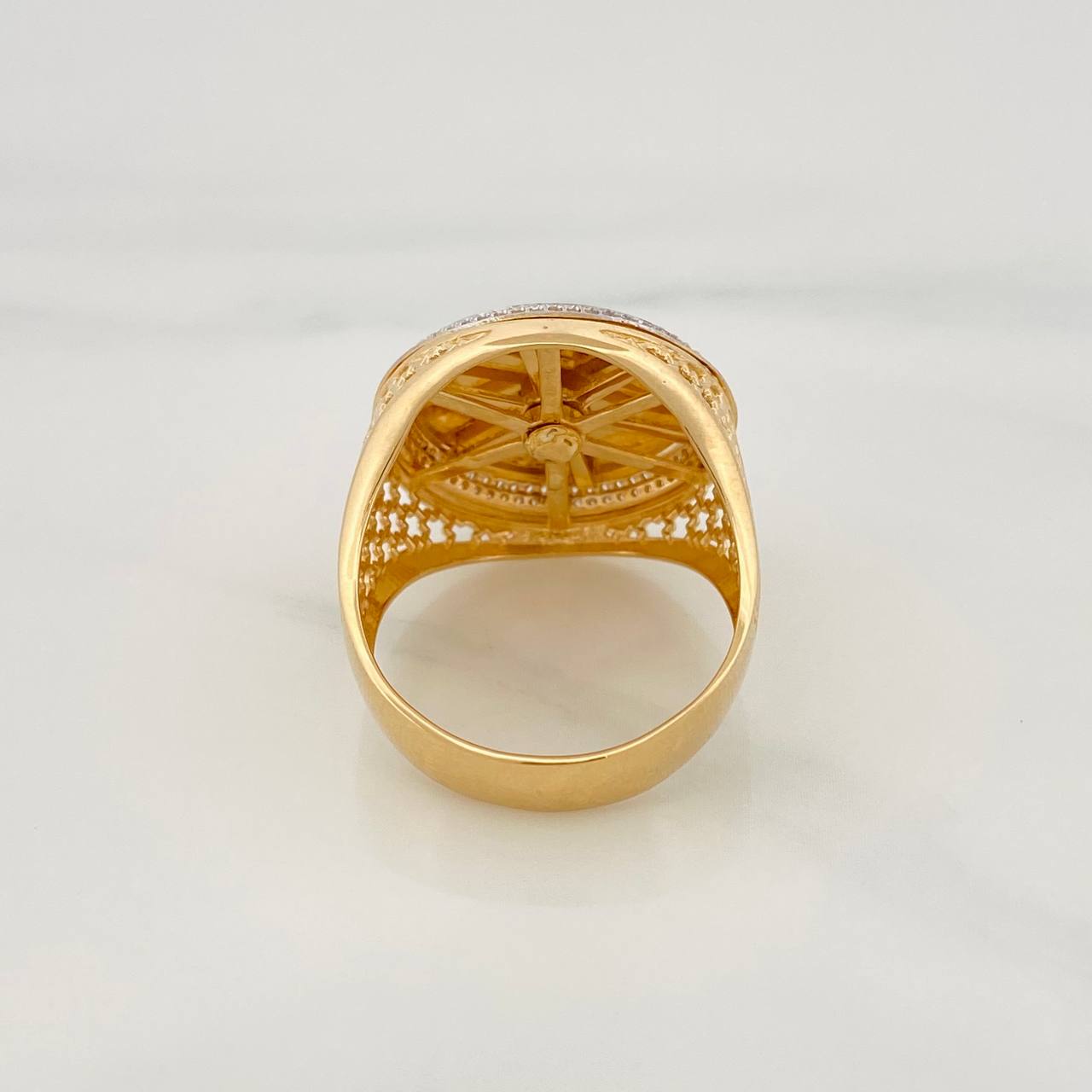 Anillo Corona Móvil 10.45g / T11 Dos Oros Amarillo Blanco 18K