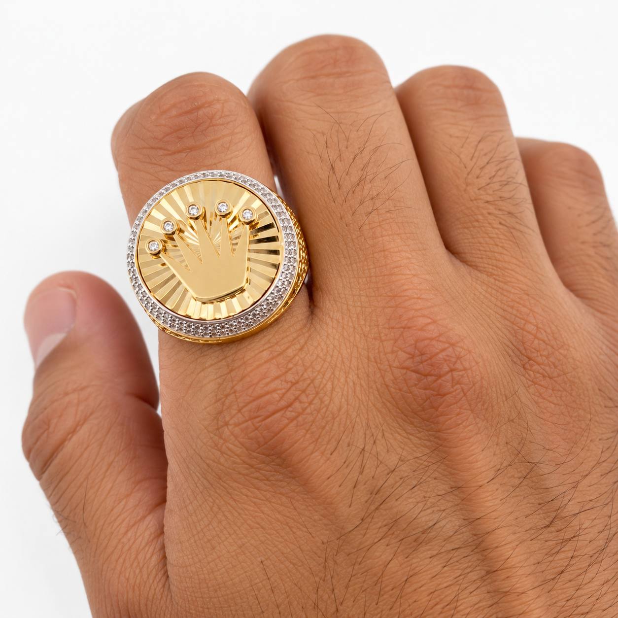 Anillo Corona Móvil 10.45g / T11 Dos Oros Amarillo Blanco 18K