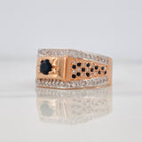 Anillo Sello Circulo 5.7g / T9 1/2 Dos Oros Blanco Rosa 18K